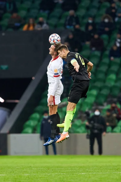 Krasnodar Ryssland November 2020 Aleksandr Martynovitj Krasnodar Strid Bollen Uefa — Stockfoto