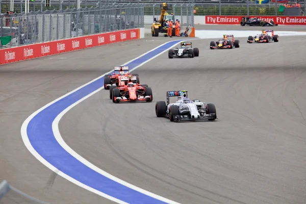 Valtteri Bottas Williams Martini Racing lidera Kimi Raikkonen Scuderia Ferrari — Fotografia de Stock