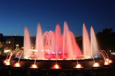 barcelona, İspanya ünlü montjuic çeşme