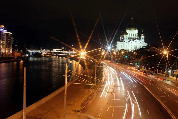 Beautiful Night View Cathedral of Jesus Christ the Saviour and M — Stock Photo, Image