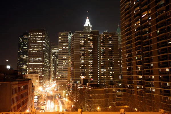 Nacht uitzicht op Manhattan, New York, Verenigde Staten — Stockfoto