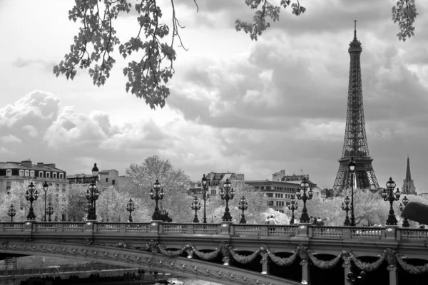 Der Eiffelturm Und Die Brücke Alexandre Iii Paris Frankreich — Stockfoto