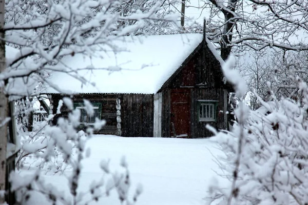 Area Rurale Sotto Nevicata — Foto Stock