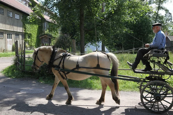 Horseman and carriage in Norwegian Museum — Stock Photo, Image