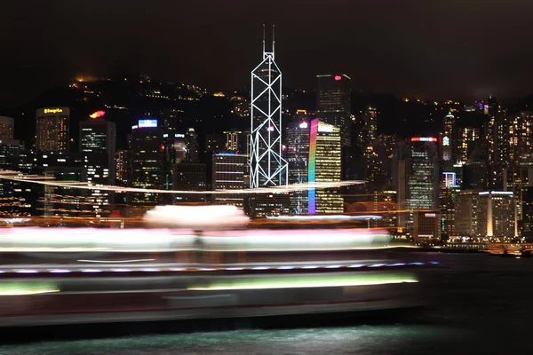 Hong kong skyline à noite — Fotografia de Stock