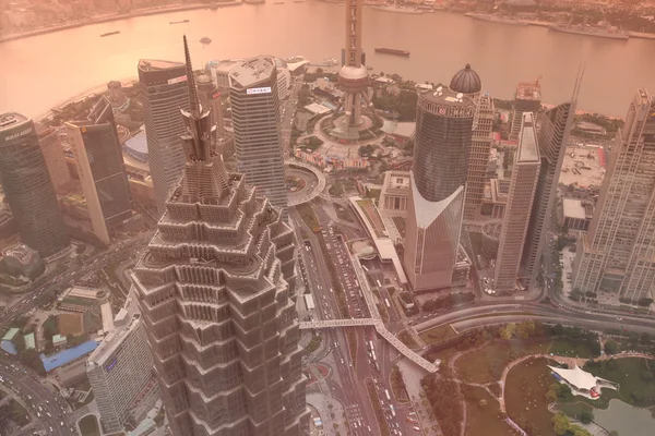 Вид с воздуха Шанхай, Китай — стоковое фото