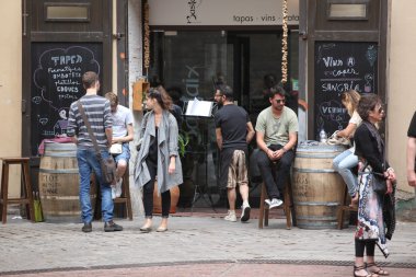 İnsanlar Barselona sokak Cafe