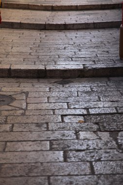 Eski kaldırım taşı yol