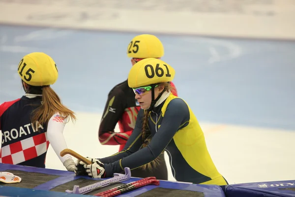 Patinaje de velocidad de pista corta deportistas — Foto de Stock