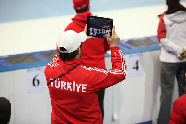 Equipe turca no Campeonato Mundial de Patinação de Velocidade em Pista Curta — Fotografia de Stock