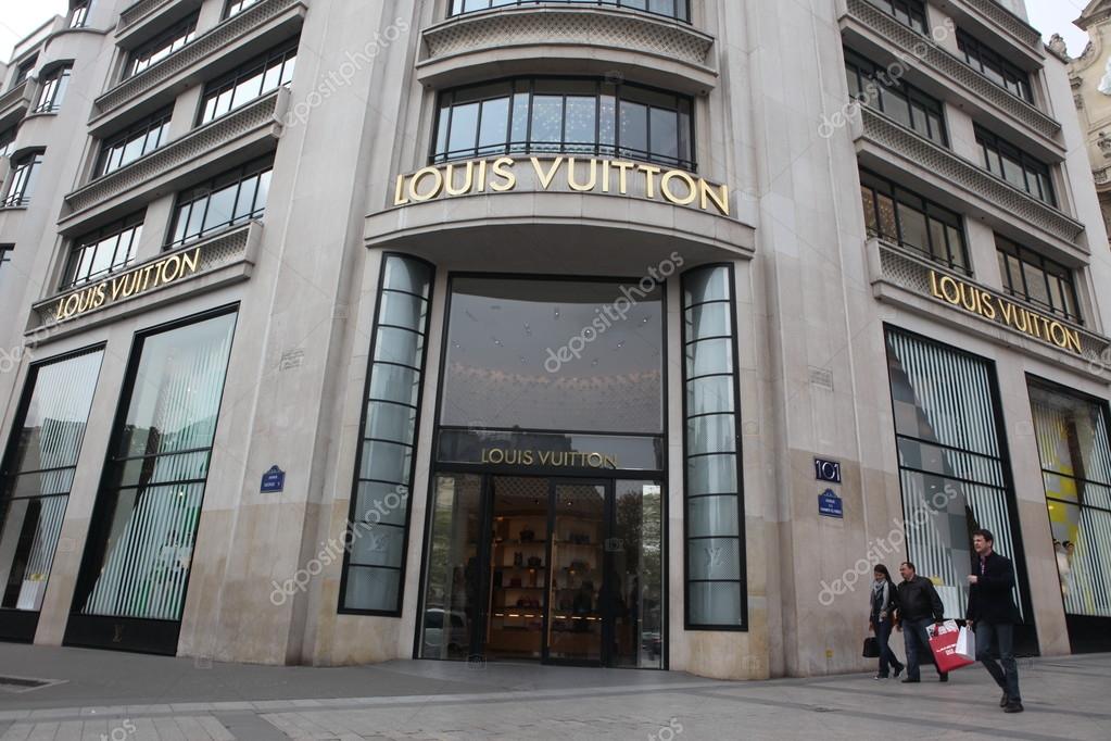 PARIS, APRIL 27:  Louis vuitton boutique showcase the Avenue des Champs-elysees on 27 April 2013 Paris, France. Avenue des Champs Elysees is the biggest and most famous and expensive boulevard in the world