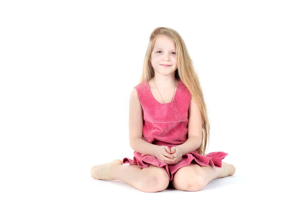 Adorable girl in pink dress — Stock Photo, Image