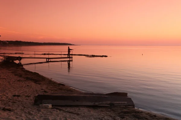 Rybář na jezeře Bajkal, Rusko — Stock fotografie