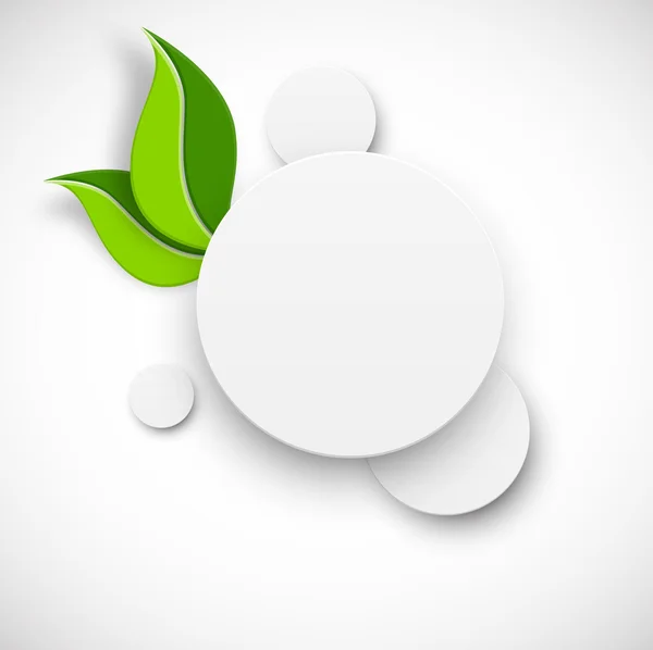 Papel círculo blanco con hojas — Vector de stock
