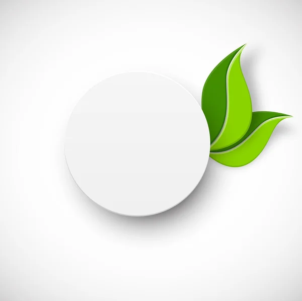Papel círculo blanco con hojas — Vector de stock