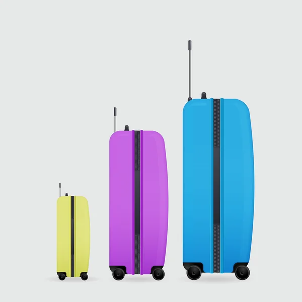 Three modern suitcases — Stock Vector
