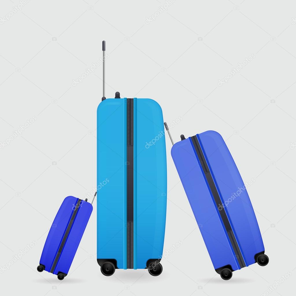 Three modern suitcases