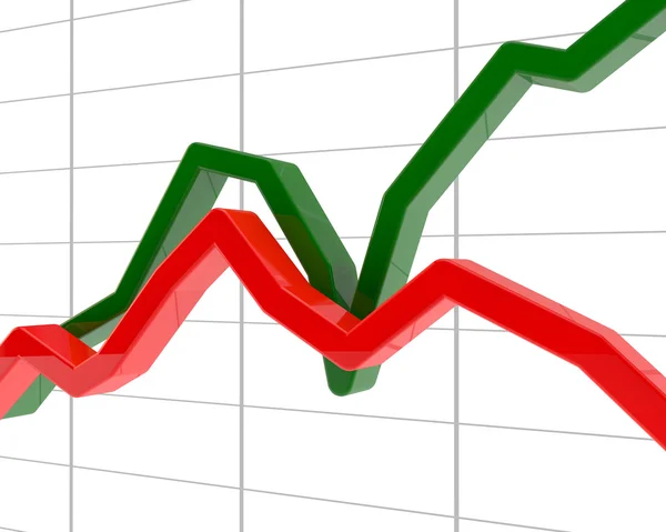 Green schedule of growth and red - falling — Stock Photo, Image