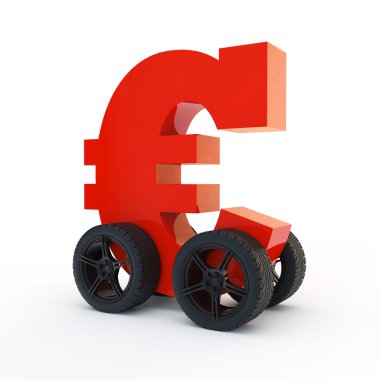 Tekerlekli kırmızı Euro