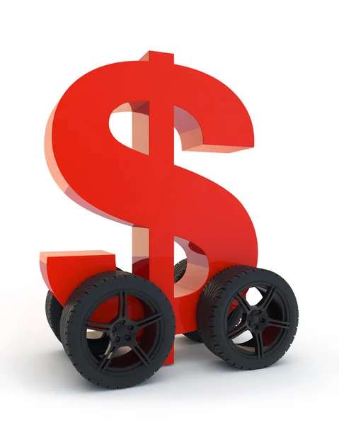 Dollar on wheels — Stock Photo, Image