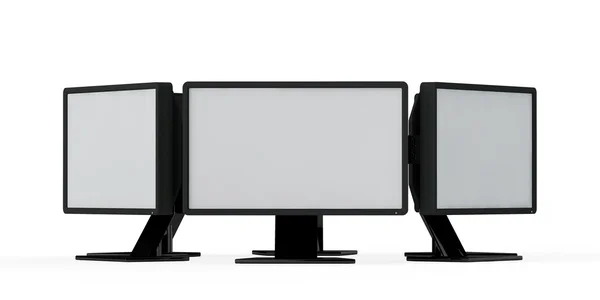 Drie monitoren Stockafbeelding