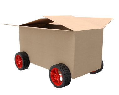 tekerlekli karton kutu
