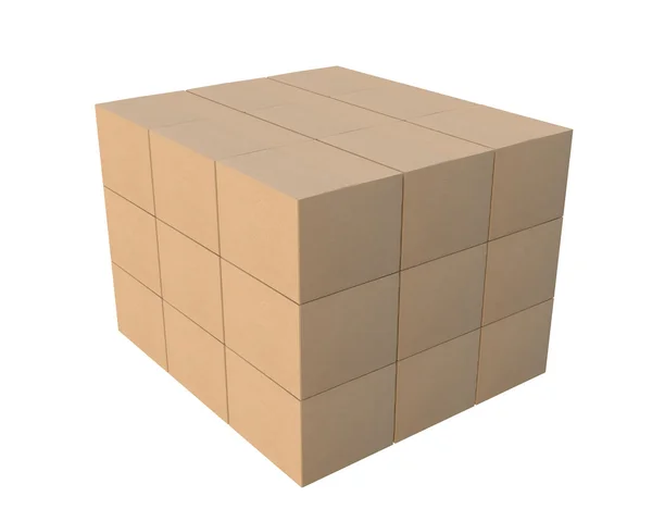 Group of stacked cardboard boxes — 图库照片