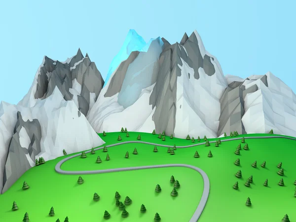 Low poly green valley Stock Snímky