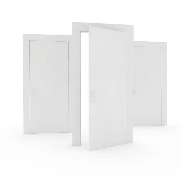 Три белые двери — стоковое фото