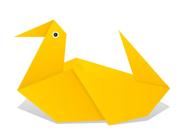 Origami duck on white — Stock Vector