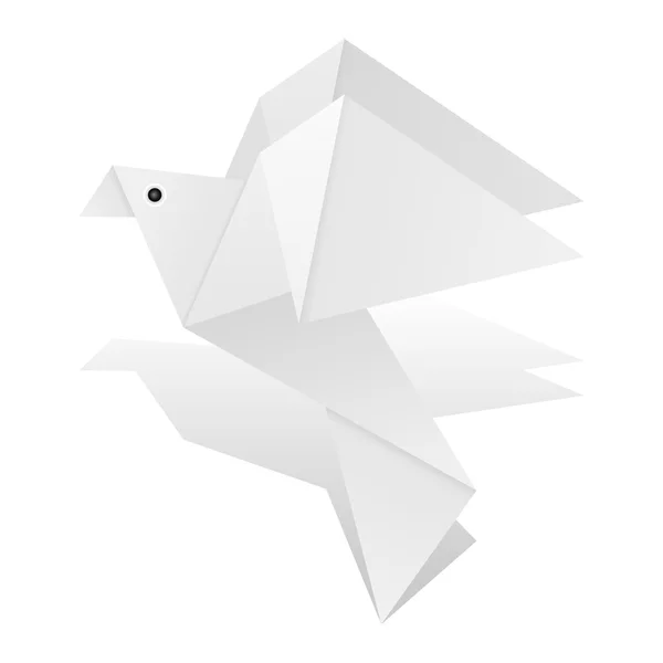 Origami paloma en blanco — Vector de stock