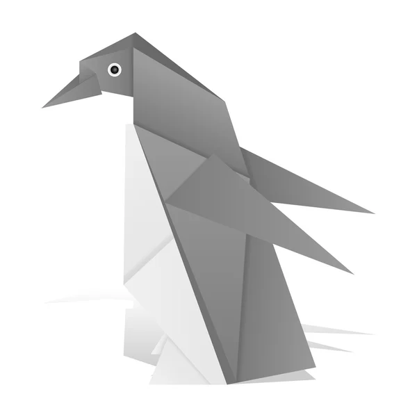 Origami pingouin sur blanc — Image vectorielle