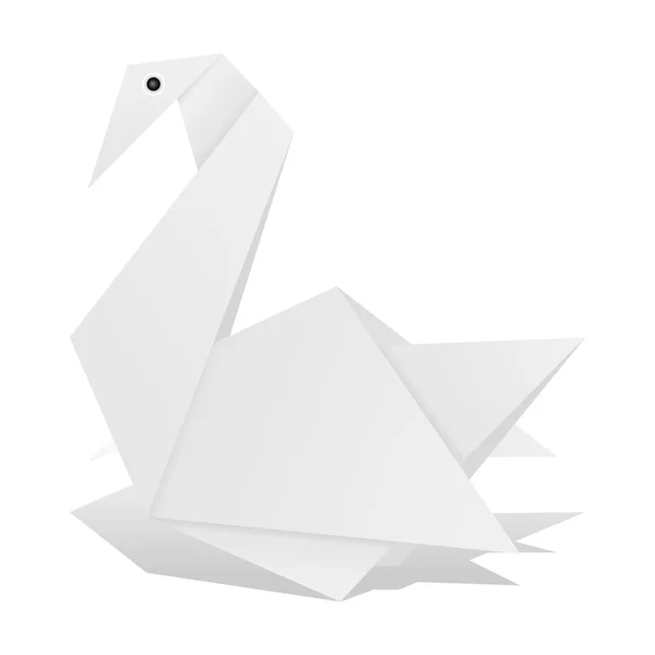 Origami cygne sur blanc — Image vectorielle