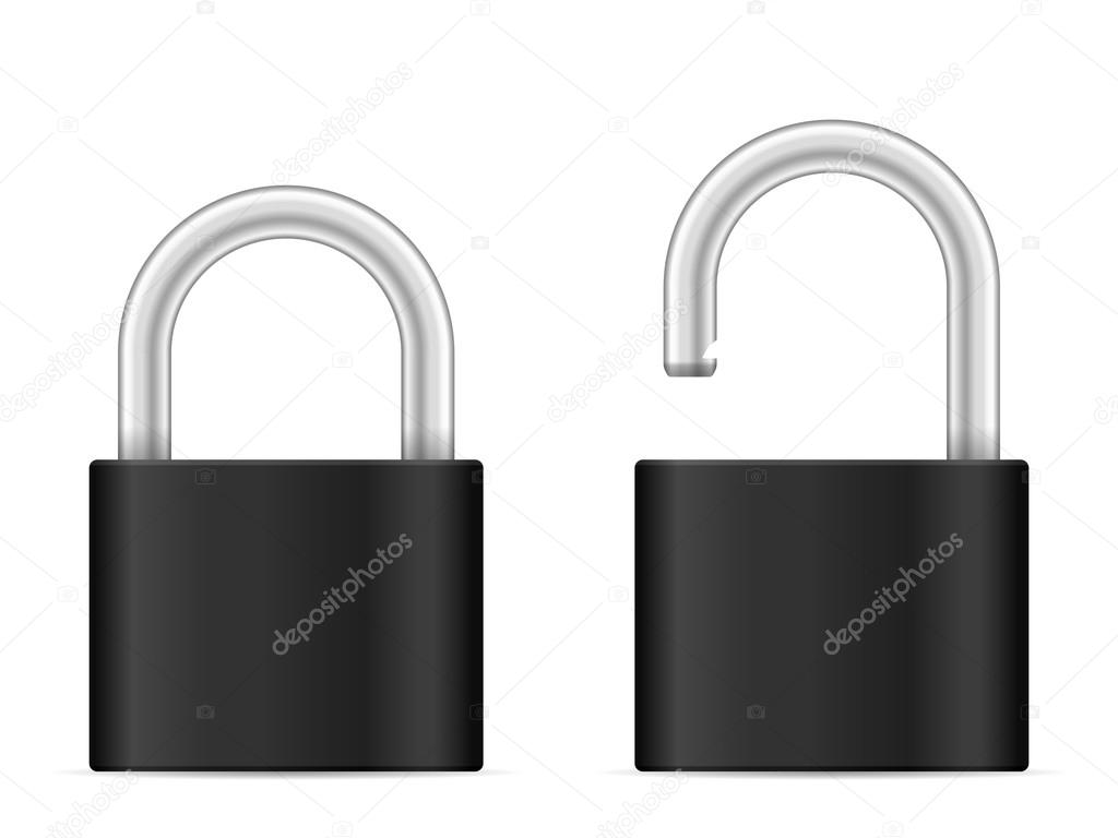 Padlock set on white