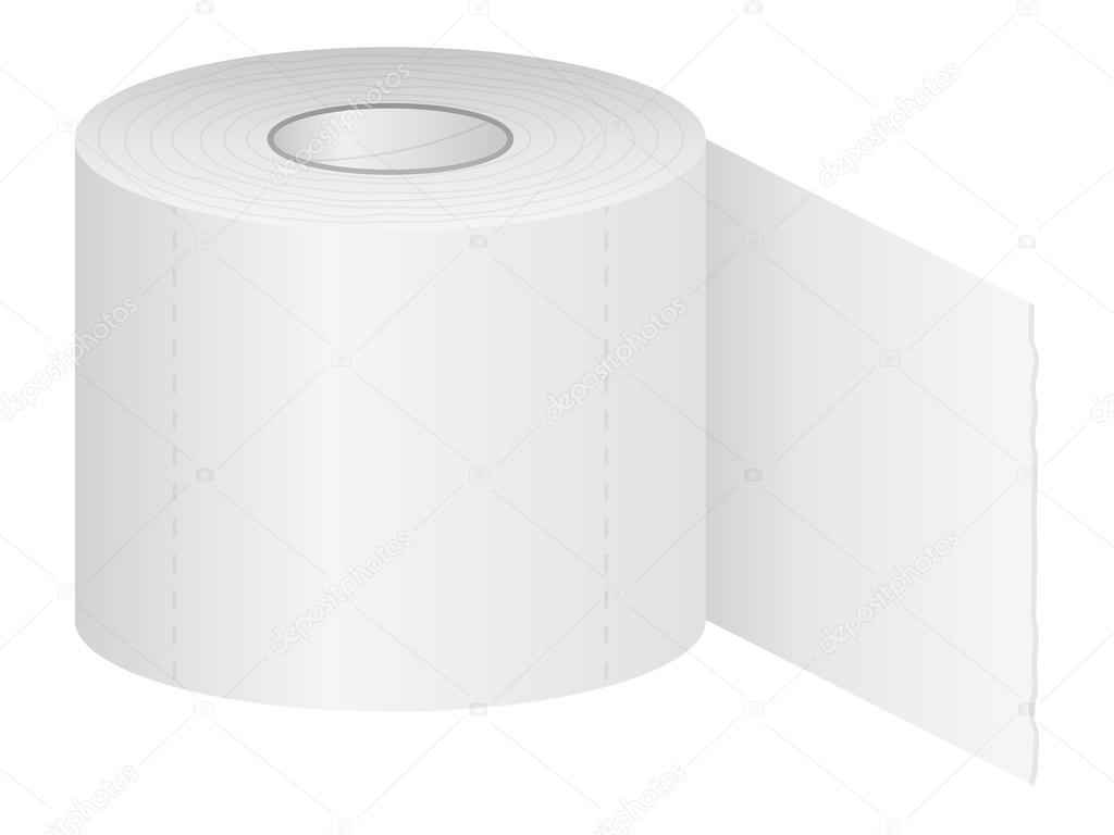 Toilet paper on white