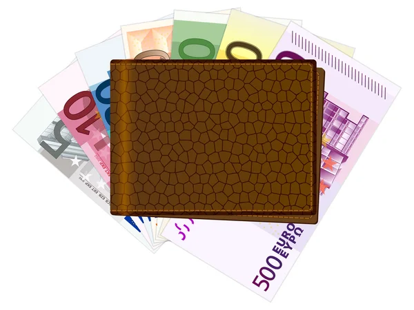 Wallet with euros banknotes — Stock Vector