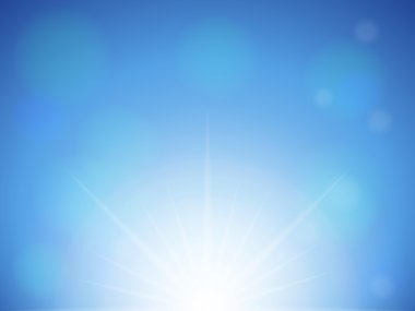 Üzerinde mavi bir gökyüzü güneş