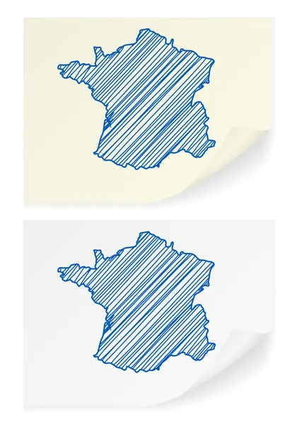 Frankreich Kritzelkarte — Stockvektor