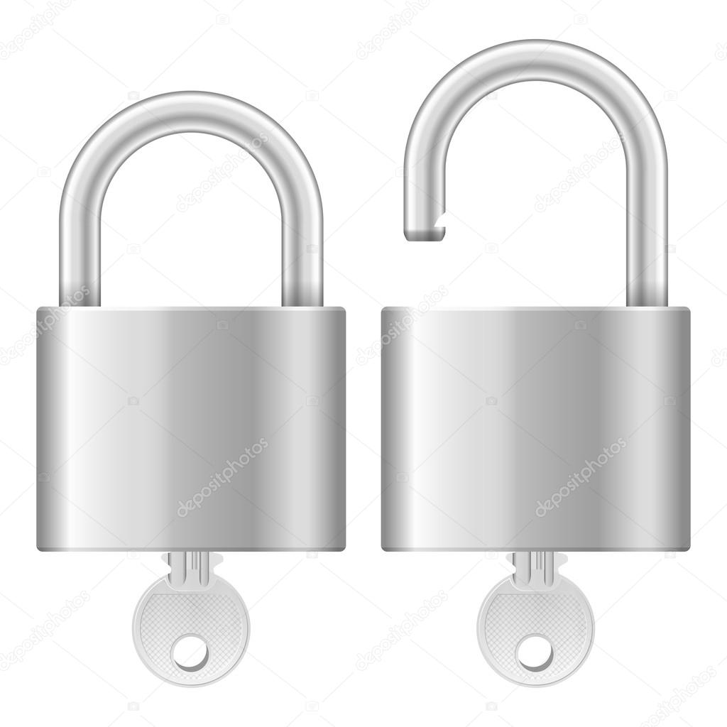Locked And Unlocked Padlock Silver Stock Illustration - Download