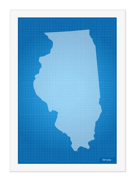 Illinois on blueprint — Stock Vector