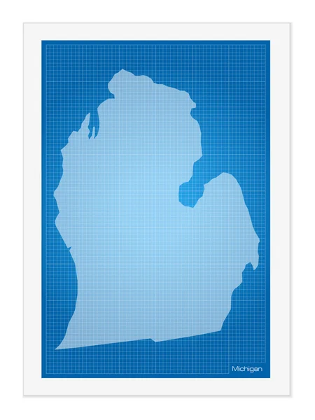 Michigan on blueprint — Stock Vector