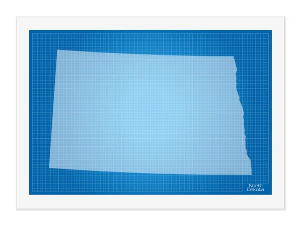 North Dakota on blueprint — Stock Vector