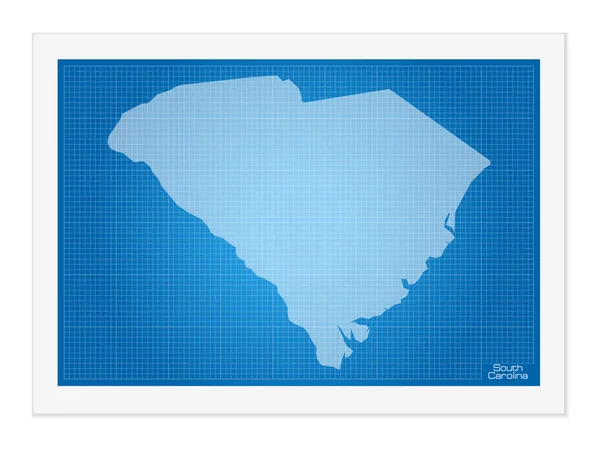 South Carolina op blauwdruk — Stockvector