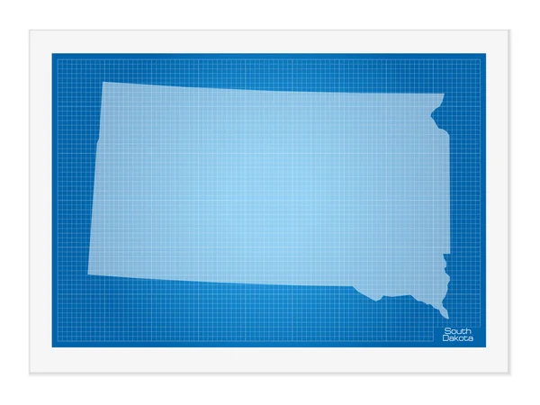 South Dakota on blueprint — Stock Vector