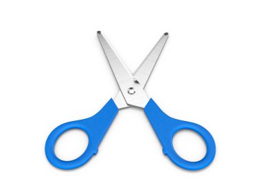 Beyaz arka planda bir makas. 3d illüstrasyon.