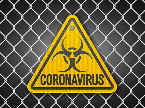 Coronavirus Skylt Tråd Staket Bakgrund Vektorillustration — Stock vektor