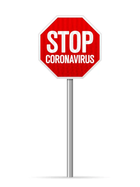 Πινακίδα Σταματήσει Coronavirus Λευκό Φόντο Εικονογράφηση Διανύσματος — Διανυσματικό Αρχείο