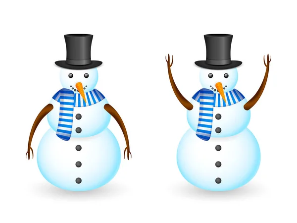 Snowman Een Witte Achtergrond Vectorillustratie — Stockvector