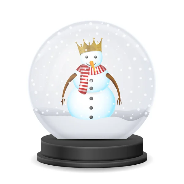 Snow Globe Snowman White Background Vector Illustration — Stock Vector