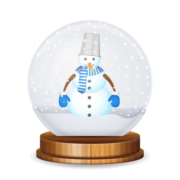 Snow Globe Snowman White Background Vector Illustration — Stock Vector